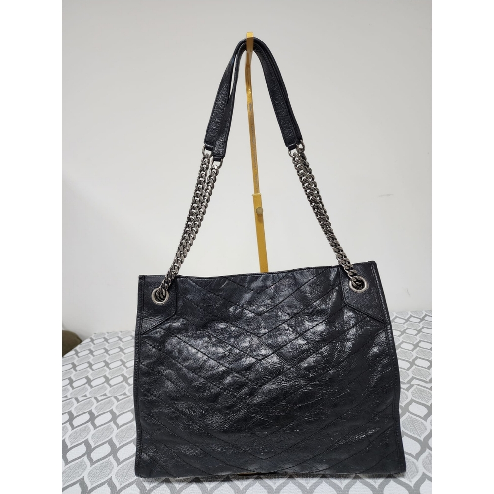 Saint Laurent Crinkled Calfskin Matelasse Monogram Large Niki Shopper Tote Black - Picture 3 of 15